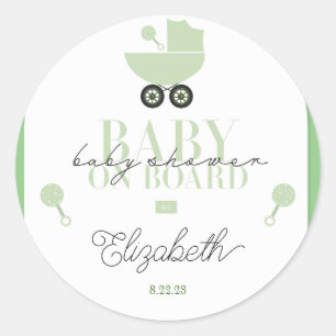 Baby Shower Baby an Bord Einladungs-Aufkleber Runder Aufkleber
