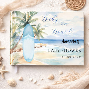 Baby Shower Baby auf Surfbrett Gästebuch