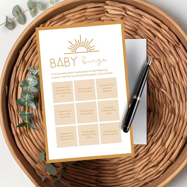 Baby Shower Baby Bingo Game Sunshine Boho (Von Creator hochgeladen)