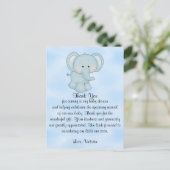 Baby Shower Baby Boy Blue Elephant Postkarte (Stehend Vorderseite)