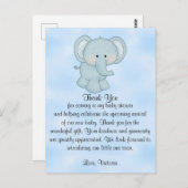 Baby Shower Baby Boy Blue Elephant Postkarte (Vorne/Hinten)