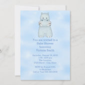 Baby Shower Baby Boy Blue Hippo Einladung (Vorderseite)