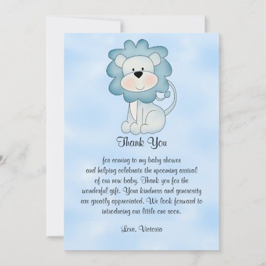 Baby Shower Baby Boy Blue Lion Einladung (Vorderseite)