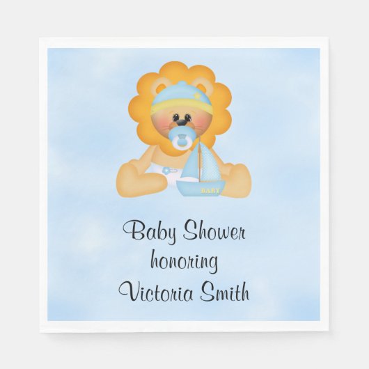 Baby Shower Baby Boy Lion Serviette (Vorderseite)