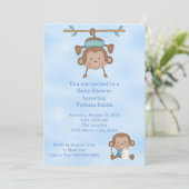 Baby Shower Baby Boy Monkey Einladung (Stehend Vorderseite)