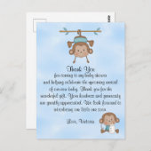Baby Shower Baby Boy Monkey Postkarte (Vorne/Hinten)