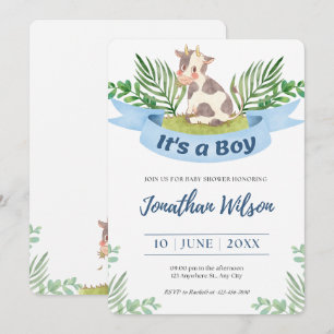 Baby Shower Baby Boy Niedlich Kuh Einladung
