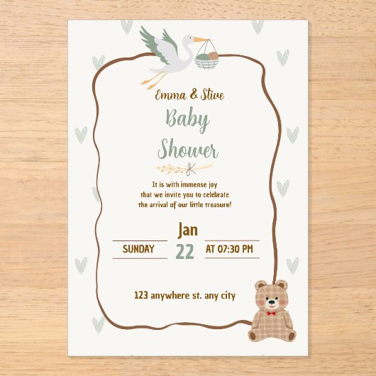 Baby shower - baby boy or gris Invitation Acryleinladungen (Vorderseite)