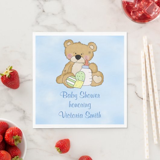 Baby Shower Baby Boy Teddy Bear Serviette (Beispiel)