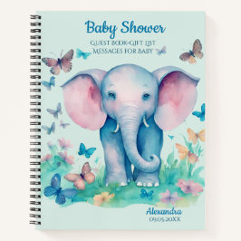 Baby Shower Baby Elephant Guest Gift List Notizblock