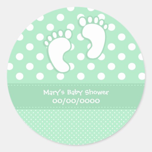 Baby Shower Baby Feet Runder Aufkleber (Vorderseite)