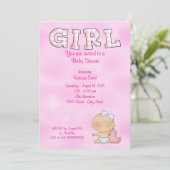 Baby Shower Baby Girl Einladung (Stehend Vorderseite)