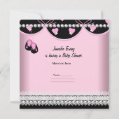 Baby Shower Baby Girl Pink Black Pearl Lace Einladung (Rückseite)