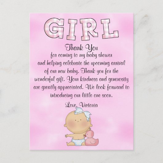Baby Shower Baby Girl Postkarte (Vorderseite)