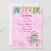 Baby Shower Baby Hippo Einladung (Vorderseite)