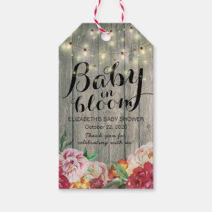 Baby Shower Baby in Bloom Blume Holzofenlampe Geschenkanhänger