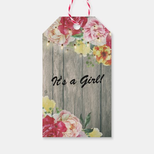 Baby Shower Baby in Bloom Blume Holzofenlampe Geschenkanhänger (Rückseite)