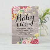Baby Shower Baby in Bloom Blume String Light Wood Einladung (Stehend Vorderseite)