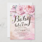 Baby Shower Baby in Bloom Bohemische Blume Feather Einladung (Vorderseite)