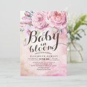 Baby Shower Baby in Bloom Bohemische Blume Feather Einladung (Stehend Vorderseite)