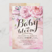 Baby Shower Baby in Bloom Bohemische Blume Feather Einladung (Vorne/Hinten)