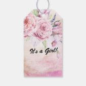 Baby Shower Baby in Bloom Bohemische Blume Feather Geschenkanhänger (Rückseite)