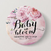Baby Shower Baby in Bloom Boho Blume & Feathers Button (Vorderseite)