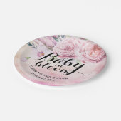 Baby Shower Baby in Bloom Boho Blume & Feathers Pappteller (Schrägansicht)