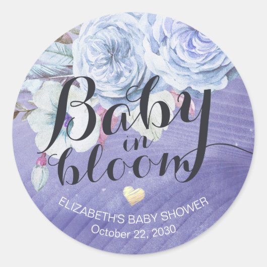 Baby Shower Baby in Bloom Boho Blume Runder Aufkleber (Vorderseite)