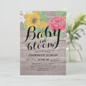 Baby Shower Baby in Bloom Chic Blume Rustikales Ho Einladung (Stehend Vorderseite)