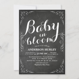 Baby Shower Baby in Bloom Floral Frame Chalkboard Einladung