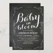 Baby Shower Baby in Bloom Floral Frame Chalkboard Einladung (Vorne/Hinten)