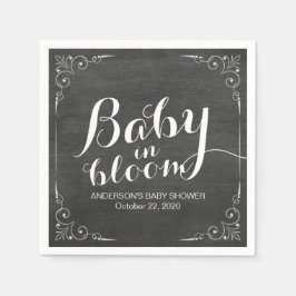 Baby Shower Baby in Bloom Floral Frame Chalkboard Serviette