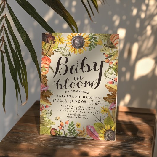 Baby Shower Baby in Bloom Maple Pumpkin Sonnenblum Einladung