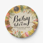 Baby Shower Baby in Bloom Maple Pumpkins Sonnenblu Pappteller (Vorderseite)