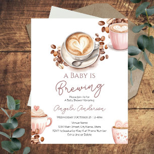 Baby Shower Baby ist auf dem Weg Rosa und Braun Einladung