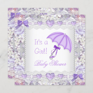 Baby Shower Baby Lavender Floral Umbrella Einladung