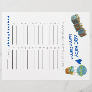 Baby Shower Baby-Namen-Spiel Baby Junge Trendig Lu