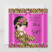 Baby Shower Baby Niedlich Girl Leopard Hot Pink Go Einladung (Vorderseite)