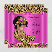 Baby Shower Baby Niedlich Girl Leopard Hot Pink Go Einladung (Vorne/Hinten)