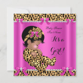 Baby Shower Baby Niedlich Girl Leopard Hot Pink Go Einladung (Vorderseite)