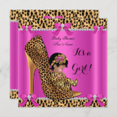 Baby Shower Baby Niedlich Girl Leopard Hot Pink Sh Einladung (Vorne/Hinten)