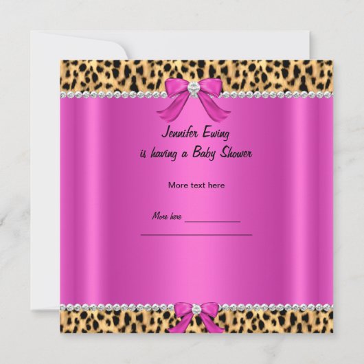 Baby Shower Baby Niedlich Girl Leopard Hot Pink Sh Einladung (Rückseite)