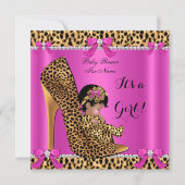 Baby Shower Baby Niedlich Girl Leopard Hot Pink Sh Einladung (Vorderseite)