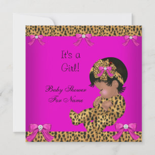 Baby Shower Baby Niedlich Girl Leopard Pink Gold 3 Einladung