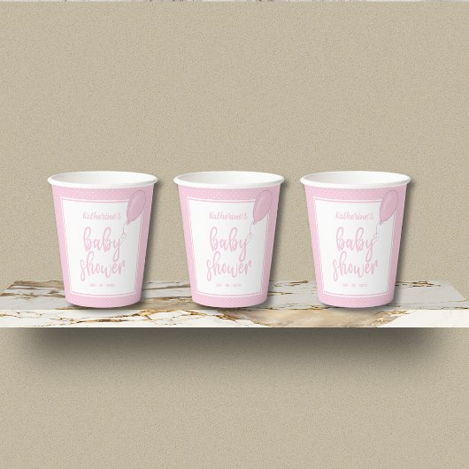 Baby Shower Baby Pastel Pink Polka Dot Pappbecher