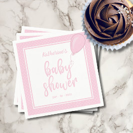 Baby Shower Baby Pastel Pink Polka Dot Serviette