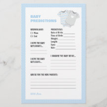Baby Shower Baby Predictions Card - blau