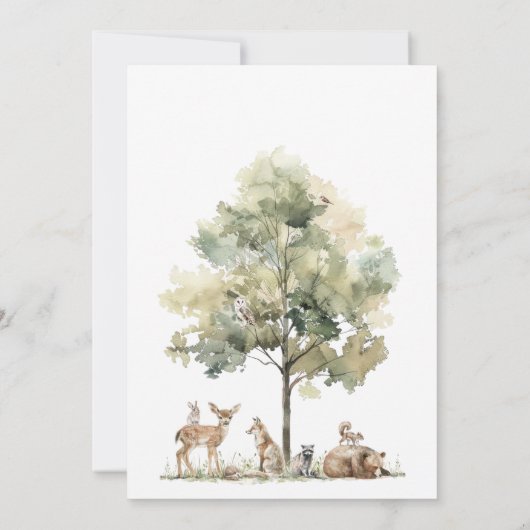 Baby Shower Baby Predictions Card Woodland Animals Einladung (Rückseite)