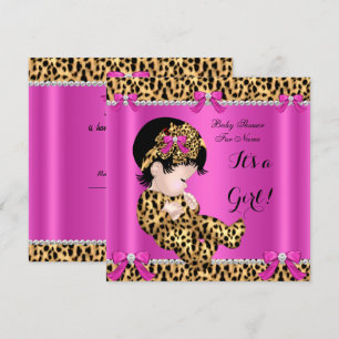 Baby Shower Baby Süßes Mädchen Leopard Hot Pink Go Einladung